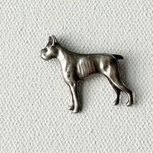 Beau Sterling Silver Boston Terrier Boxer Dog Brooch Pin